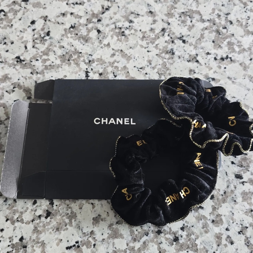GWP Chanel Black and Gold Scrunchie